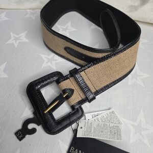Banana Republic  Belt Wide  XS JUTE AND COW LEATHER TRIM Balck
